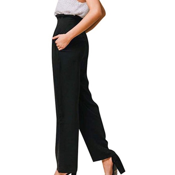 Black Paper Bag Trousers - Picture 4 of 7